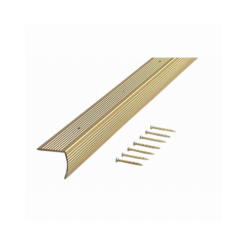 M-D 79020 Stair Edging, 36 in L, 1.28 in W, Aluminum, Satin Brass