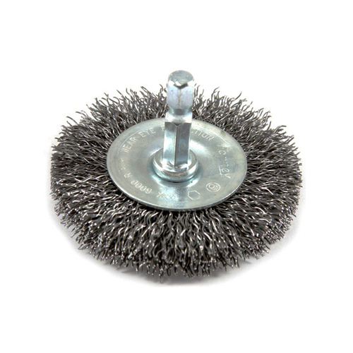 Wire Wheel Brush, 2-1/2 in Dia, 0.012 in Dia Bristle