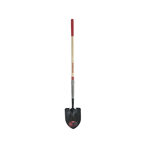 Shovel, 9 in W Blade, Steel Blade, Hardwood Handle, Long Handle, 48 in L Handle Red