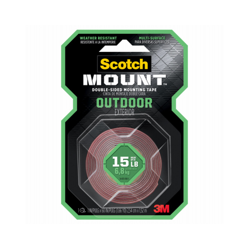 3M 411H Mounting Tape Scotch-Mount Double Sided 1" W X 60" L Gray Gray