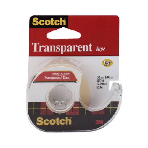 SCOTCH 174 Transparent Tape, 1100 in L, 1/2 in W, Acetate Backing