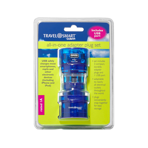 Travel Smart M700E All-In-One Adapter Type A For Worldwide Blue
