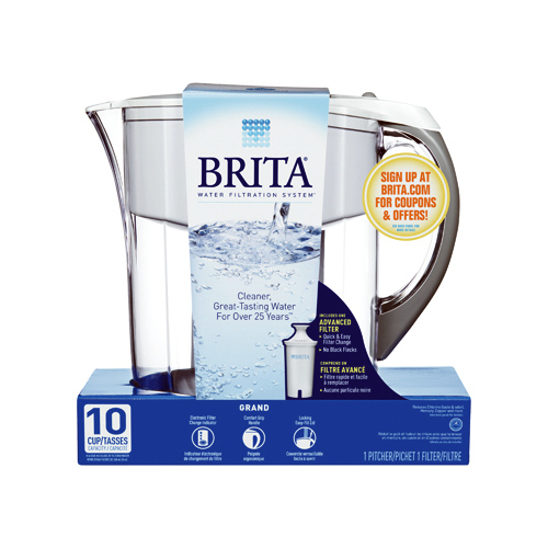 BRITA 35565 Water Filtration Pitcher Grand 10 White White