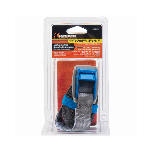 Lashing Strap 1" W X 10 ft. L Gray 200 lb Gray Blue