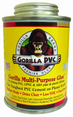 Gorilla PVC 08441 Multi-Purpose Solvent Cement Multi Clear For ABS/CPVC/PVC 8 oz Clear