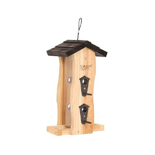 Nature's Way CWF5-XCP4 Bird Feeder Nature's Way Wild Bird and Finch 2 qt Cedar Vertical Wave 6 ports Brown - pack of 4