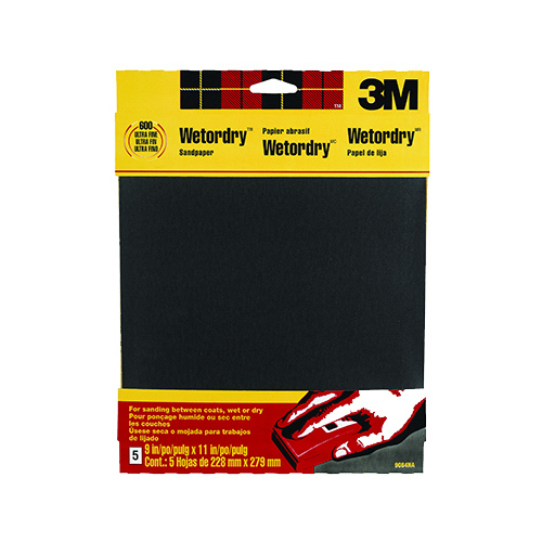 9087 Sandpaper, 11 in L, 9 in W, 220 Grit, Very Fine, Silicone Carbide Abrasive - pack of 50