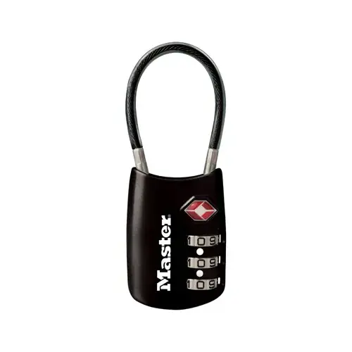 TSA-Accepted Combination Luggage Padlock, Resettable, Flexible Shackle, Assorted Black; Blue; Red; Silver - pack of 4