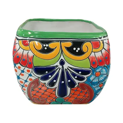 Planter Talavera 5" H X 5" D Ceramic Bubble Multicolored Multicolored Multi-colored