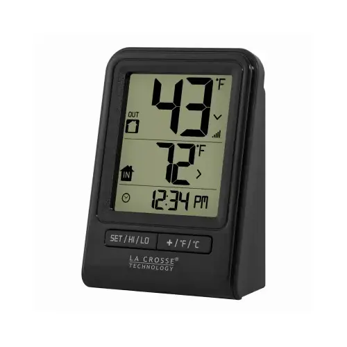 Thermometer Technology 140 degree F Wireless 2.64" L X 1.38" W Black Black