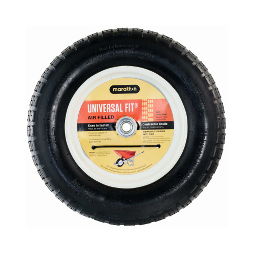 Wheelbarrow Tire Universal Fit 8" D X 14.5" D 300 lb. cap. Centered Rubber
