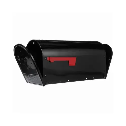 Double Door Mailbox Outback Classic Galvanized Steel Post Mount Black Powder Coated