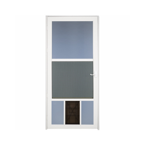 LARSON 36079032 Pet Storm Door 81" H X 36" W Aluminum White Full-View Reversible White