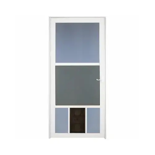 Metal-Tech 32 In. W x 81 In. H x 1-1/4 In. Thick White Classic View Storm Door With Pet Door