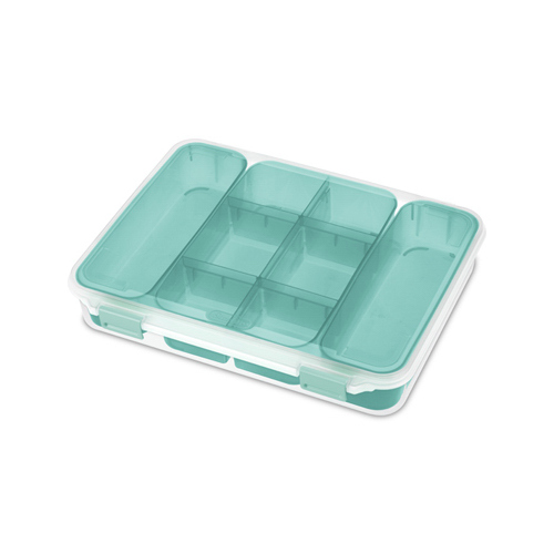 Storage Box 2.5" H X 10.75" W X 13.375" D Stackable Blue/Clear - pack of 6