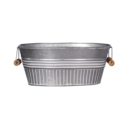 Tub Planter 9" H X 14" W X 6" D Metal Galvanized Galvanized