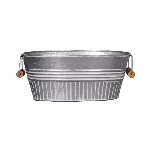 Robert Allen MPT01637 Tub Planter 9" H X 14" W X 6" D Metal Galvanized Galvanized