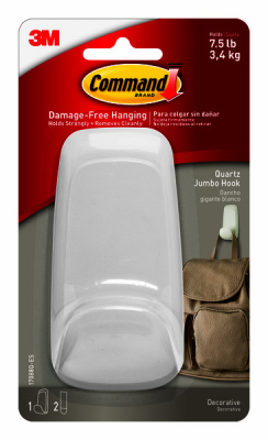 Command 17088Q-ES Hook Command Jumbo Plastic 4.375" L Quartz