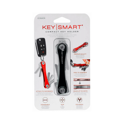 KeySmart KS019-BLK Key Holder Aluminum Black Compact Key Organizer Black