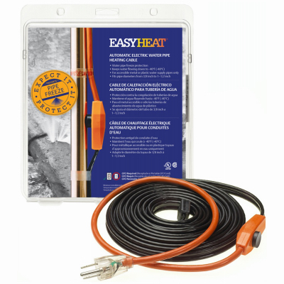 Easy Heat AHB112A AHB-112A Pipe Heating Cable, 120 VAC, 12 ft L Black