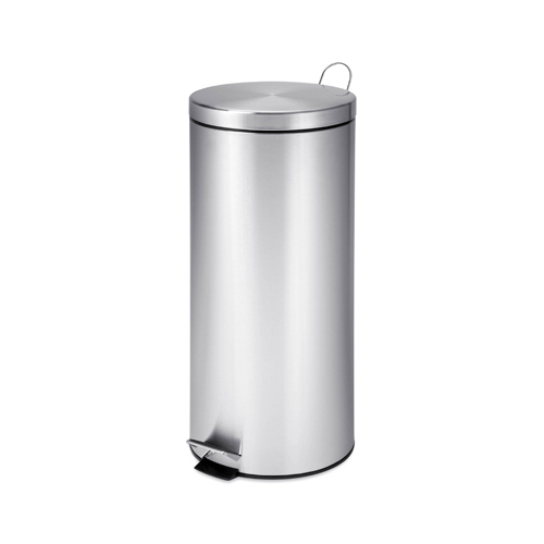 Trash Can 30 L Silver Stainless Steel Silver