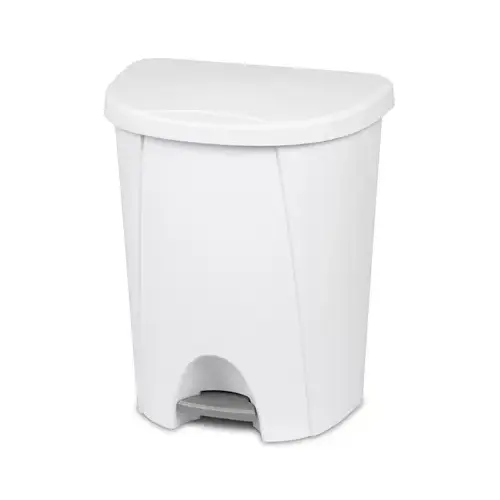 Wastebasket 6.6 gal White Polypropylene Step-On Locking White