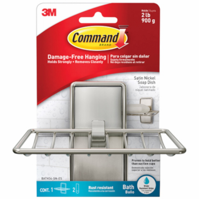 Command BATH34-SN-ES Soap Dish Command Medium Metal 4.92" L Satin Nickel