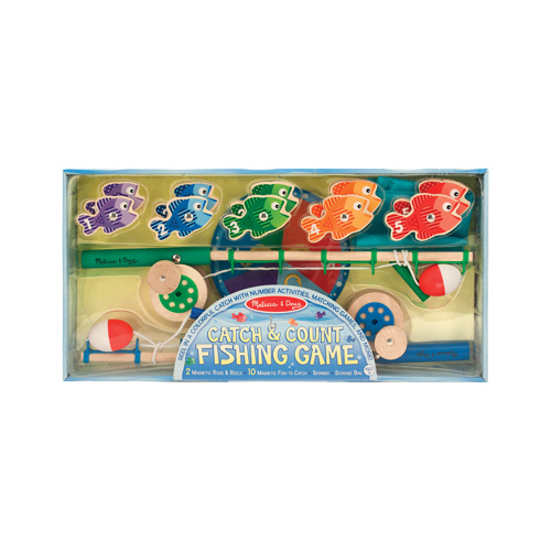 Melissa & Doug 5149 Magnetic Fishing Rod Set Catch and Count Wood Assorted 14 pc Assorted