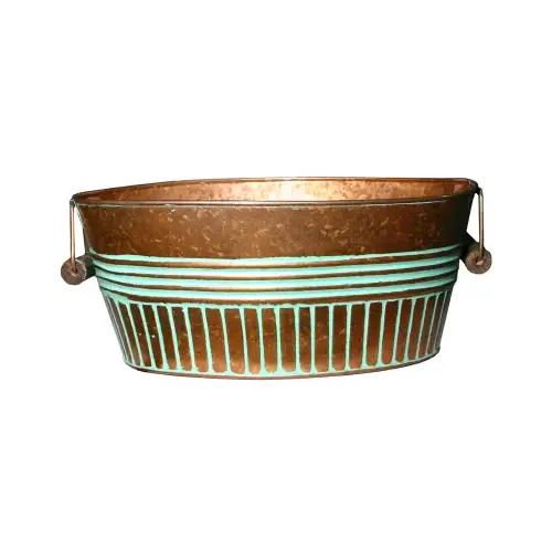 Robert Allen MPT01918 Metal Basin Planter, Vintage Copper, 14 In.