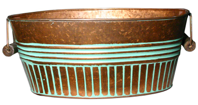 Robert Allen MPT01918 Metal Basin Planter, Vintage Copper, 14 In.