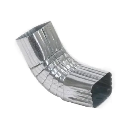 Front Gutter Elbow, Style A, 75 Degree, Mill Finish Galvanized Steel, 3 x 4-In. Gray