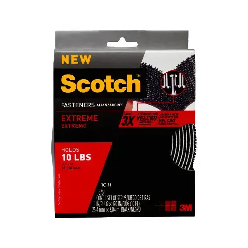 Hook and Loop Fastener Medium Foam 10" L Black