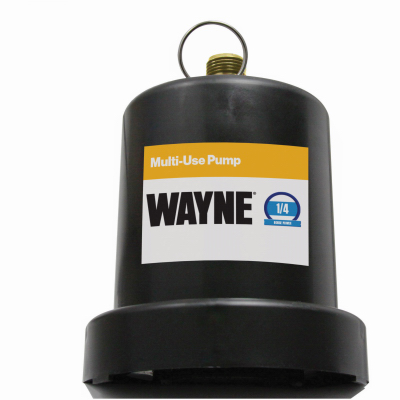 Wayne TSC130 Submersible Utility Pump 1/4 HP 1250 gph Thermoplastic Switchless Switch Bottom AC