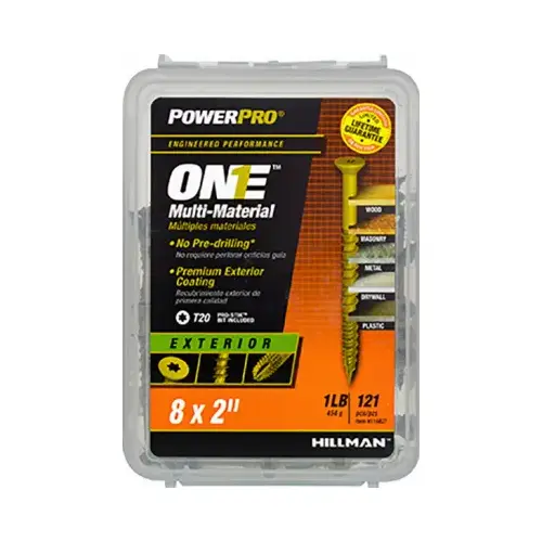 Multi-Material Screw POWERPRO ONE No. 8 X 2" L Star Flat Head 1 lb Bronze