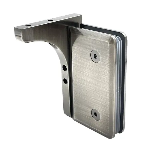 Adjustable Montreal Glass To Wall Mount Pivot Hinge With Reversible "L" Bracket Brushed Pewter