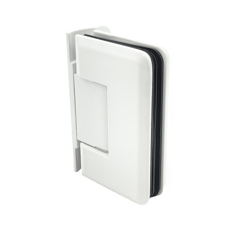 Brixwell H-PGTW-OP-W Premier Series Glass To Wall Mount Shower Door Hinge With Offset Back Plate Gloss White