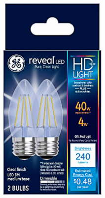 GE 31891 LED Bulb Reveal Blunt Tip E26 (Medium) Soft White 40 W Clear Pair