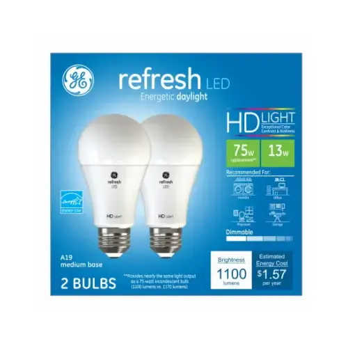 LED Bulb Refresh A21 E26 (Medium) Daylight 75 W Frosted Pair