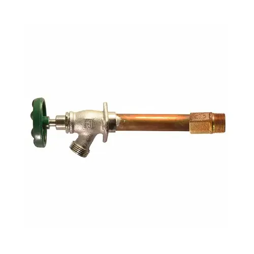 Frost-Free Standard Wall Hydrant, 1/2 x 3/4 in Connection, FIP x MIP x Male Hose Thread Satin