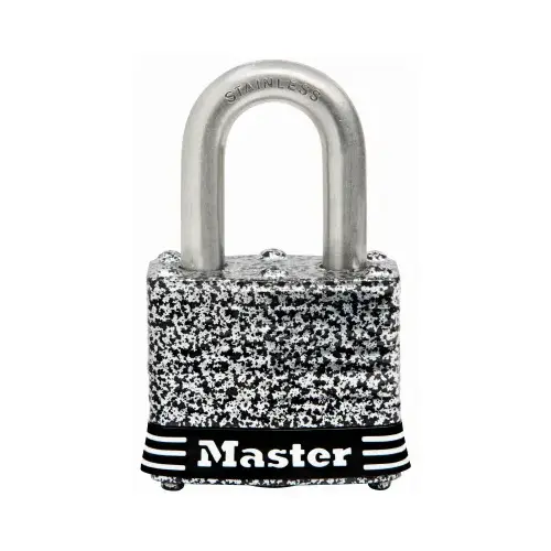 Padlock, Keyed Alike Key, 9/32 in Dia Shackle, 3/4 in H Shackle, Stainless Steel Shackle, Laminated