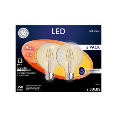 LED Bulb G25 E26 (Medium) Soft White 40 W Clear Pair