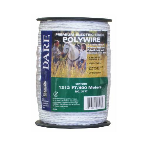 Dare 3177 Electric Fence Wire 1312 ft. White White