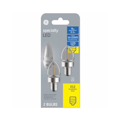 LED Bulb C7 E12 (Candelabra) White 5 Watt Equivalence Clear Pair