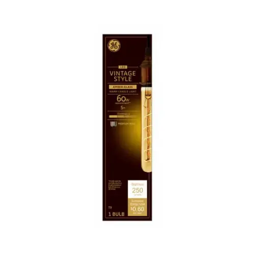 Filament LED Bulb T9 E26 (Medium) Amber Warm White 60 W Transparent Amber