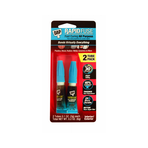 DAP 00158 RapidFuse Adhesive, Clear, 6 g Squeeze Tube - pack of 2