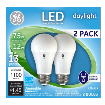 GE 93127670 LED Bulb A21 E26 (Medium) Daylight 75 W Frosted Pair