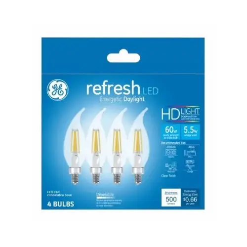 LED Bulb Refresh CAC E12 (Candelabra) Daylight 60 W Clear