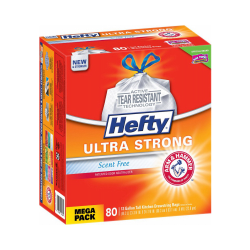 Hefty Ultra Strong 13 Gallon Scented Kitchen Trash Bag, 23.75 x