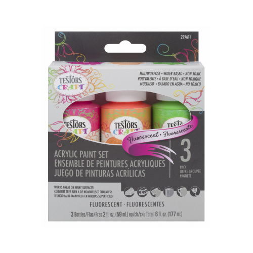 Craft Paint Fluorescent Assorted Interior 6 oz Assorted