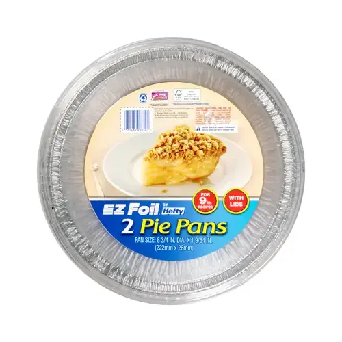 Hefty Z99834 EZ Foil Pie Pans, 1-9/64 x 8-3/4 in. Dia., 3-Ct. Silver